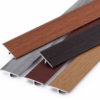 Profilé de seuil en alliage d'aluminium à grain de bois en forme de T, bande de finition de carrelage à joint plat encastré, fixation par clipser (Nouveau style chinois) 6063-T5