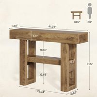 Console d'entrée moderne en MDF pour salon avec 2 niveaux et étagères de rangement ouvertes
