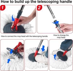 Blue Hand Free <b>Mop</b> High Quality Bucket Round Wet Dry <b>Mop</b> Light Weight Wife's Helper Automatic Dehydration <b>Mop</b> - Product Image 3