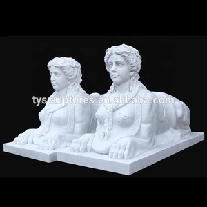 Estatua eshinx <span class=keywords><strong>egipcia</strong></span> para exteriores, piedra decorativa, mármol blanco, tamaño real, escultura - Product Image 5