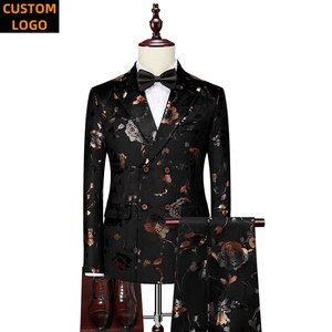 6XL erkek takım elbise özel LOGO <span class=keywords><strong>2</strong></span> parça Homme Blazer düğün balo baskılı çift göğüslü lüks erkekler için takımları - Product Image 1