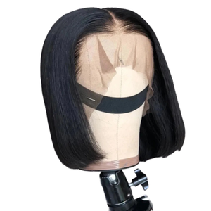Pelucas de Cabello Humano Brasileño Remy Virgen 100% Sin Procesar Belle, Pelucas Cortas de 12 Pulgadas con Frente Recto Sin Pegamento 13*4, Transparentes - Product Image 1