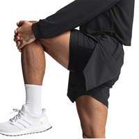 Shorts de sport d'été personnalisables avec logo, séchage rapide, double couche, pour jogging et fitness, anti-transparence, motif uni, taille moyenne