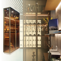 Meuble de présentation de vin rouge moderne, nouveau, en alliage d'aluminium noir brillant, profil de cadre, verre trempé LED, meubles de maison, hôtel