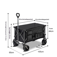 Chariot de camping pliable en métal avec roues tout-terrain, grande capacité, design robuste