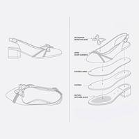 Sandales à talon carré pour filles avec nœud en strass argenté, chaussures de soirée formelles avec fermeture auto-agrippante et empeigne en PU