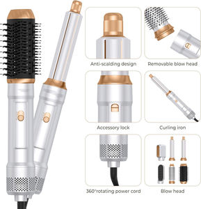 Sèche-cheveux ionique professionnel 7 pouces haute vitesse avec brosse chauffante et peigne, multi-styler, interface en français - Product Image 5