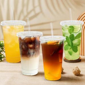 20 oz Clear PET <b>Plastic</b> Cups Lids <b>Straws</b> Disposable Iced Coffee To-Go Cold <b>Drinks</b> Smoothies Slushie - Product Image 4
