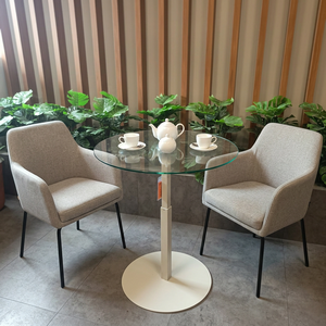 Pneumatic <b>Adjustable</b> Height <b>Table</b> with Tempered Glass Top,Metal <b>Legs</b>, Lift-Up Design, Multifunctional Home Furniture for Office - Product Image 2
