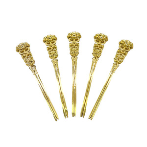 Antique Style Hairpins Gold And Peacock Blue Metal Hair Forks <b>Wedding</b> Headdress <b>Accessories</b> Baking Paint Charm Embellishment - Product Image 2