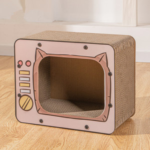 Klassieke houten gegolfde krabpaalbox binnenhuisdierenlounge meubels kerstboom krabpaal Halloween kattenhuis nieuwe doos - Product Image 3