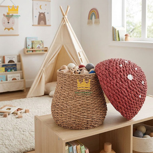Nouveau design tendance : Panier de rangement en jonc de mer tressé en forme de champignon, taille personnalisable pour l'organisation des jouets d'enfants - Product Image 3