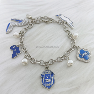 Sorority exquisita alta calidad griega Zeta Phi Beta ZPB letra encantos 1920 signo colgante mujeres moda pulseras joyería - Product Image 3