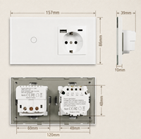 Enchufe de Pared con Carga Rápida PD de 20 W, Panel de Vidrio Tipo 157, Interruptor Táctil con Puerto USB Tipo C, Tomacorriente para el Hogar y la Oficina