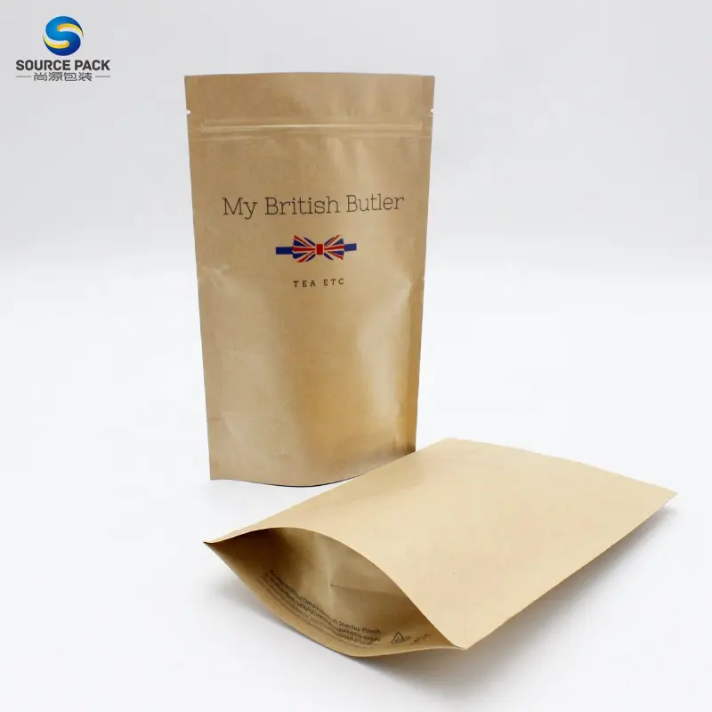 Wholesale Brown Kraft Paper Packaging Biodegradable Pouches Water Proof Recyclable Eco Custom Food Customized Bags