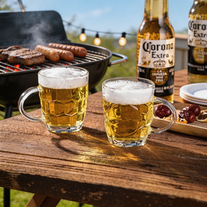 Venta al por Mayor de Jarras de <span class=keywords><strong>Cerveza</strong></span> de Vidrio Transparente Personalizadas con Asa |   Jarras de <span class=keywords><strong>Cerveza</strong></span> con Base Pesada y Diseño de Hoyuelos para Bares y Restaurantes - Product Image 4