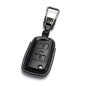 Funda de cuero con tapa para llave de coche, carcasa para VW Volkswagen Golf 7 MK7 Tiguan MK2 para Seat Ateca <span class=keywords><strong>Leon</strong></span> <span class=keywords><strong>FR</strong></span> Ibiza Skoda Octavia Kodiaq - Product Image 1