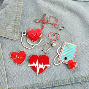 Pin Enamel Stetoskop Detak Jantung, Bros Elektrokardiogram Medis Custom, Lencana Kerah Tas, Perhiasan Kartun, Hadiah untuk Anak-Anak dan Teman - Product Image 1