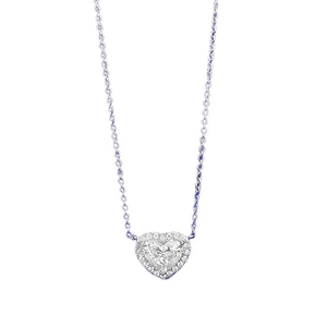 S925 Argent 7*9mm Gros Coeur Encerclé Collier Clavicule Chaîne - Product Image 5