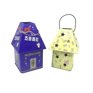 Chocolat Tin Box Métal Irrégulier Maison En Forme Mignon Personnalisé Alimentaire Tin Plate Candy Tin Tin Case pour Dongguan Gift/ Candy CN;GUA