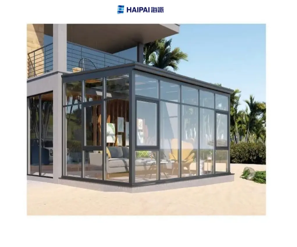 Customized Modern Design Aluminum Glass Winter Garden Sunroom Energy Saving Slant Roof by Veranda