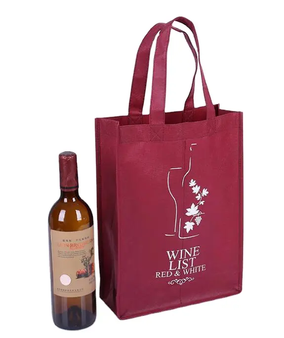 Toptan çanta saplı geri dönüşümlü olmayan dokuma yeniden kullanılabilir özelleştirilebilir alışveriş yeniden kullanılabilir şarap çantası