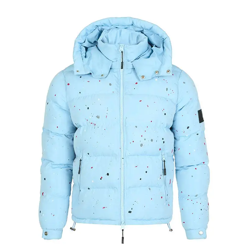 Casaco de inverno com pintura, de alta qualidade, logotipo, jaquetas de inverno, fabricante de bolha, impressão personalizada, puffer jaqueta