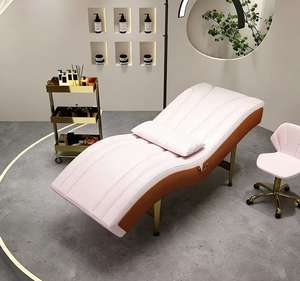 Table de massage incurvée en métal doré pour salon de beauté moderne, lit de cils incurvé rose de luxe en promotion - Product Image 2