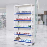 Étagère de rangement et de présentation de médicaments en acier, 900 mm de large, ouverte, à cinq niveaux, design moderne, pour pharmacie, hôpital et clinique
