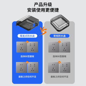 กล่องกันน้ำแบบ 86 สำหรับห้องครัวและห้องน้ำ 2 ช่อง วัสดุ PC ป้องกันน้ำกระเซ็น IP44 ฝาปิดแบบกาว - Product Image 1