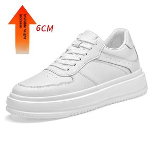 Invisible Height 8CM <b>Men's</b> Fashion Board <b>Shoes</b> Large Dock Layer Cowhide <b>White</b> Breathable Mesh Lining <b>Casual</b> <b>Shoes</b> <b>for</b> Students - Product Image 6