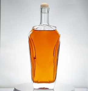 Garrafa De Vidro Personalizada De 350ml Garrafa De Vidro De Whisky Garrafa De Vidro Com Rolha