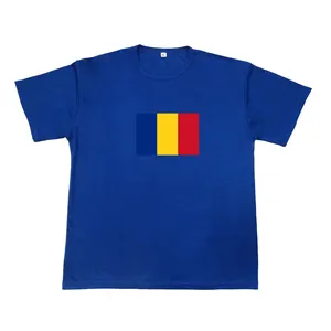 ระเหิดการออกแบบใหม่หรูหราคุณภาพ100% ผ้าฝ้ายรอบคอโรมาเนียประเทศธงพิมพ์เสื้อยืด