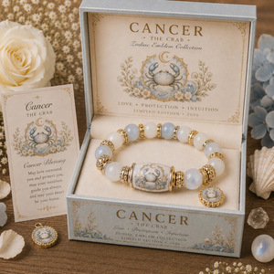 Pulsera <span class=keywords><strong>con</strong></span> cuentas de la serie Zodiac, 12 constelaciones, colgante de oro <span class=keywords><strong>con</strong></span> piedra natural, joyería para muñeca para mujer, accesorio de cumpleaños <span class=keywords><strong>con</strong></span> caja de regalo - Product Image 4