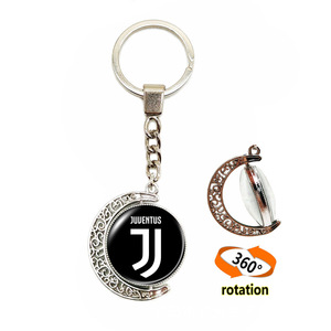 Al por mayor Llavero de aleación con cabujón de cristal de doble cara de la Liga de Campeones del Club de Fútbol Europeo, diseño de luna, colgante para bolso - Product Image 4