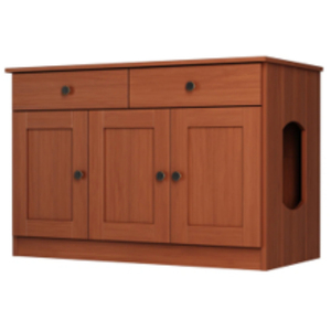 Palace Imports - Enclos pour litière pour chat Haajarah 3 portes en bois massif avec 2 tiroirs de rangement pour les essentiels de soins pour chat de petite taille - Product Image 1