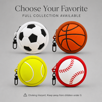 Porte-monnaie zippé coloré style sport baseball et basketball, sac de rangement pour écouteurs et porte-clés, modèle 2026, vente chaude