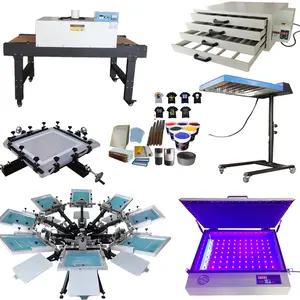 Multicolor easy operation 8 color 8 station manual silk directly Screen Printing Machine DIY T shirt clothes full set