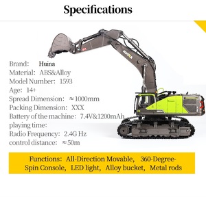 Huina 1593 Camion Fuoristrada 1:14, Escavatore RC 22CH, Giocattolo Radiocomandato in Lega <span class=keywords><strong>Verde</strong></span>, Veicolo da Costruzione a Doppia Traccia - Product Image 3
