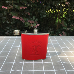 Khắc Nổi Logo Oem Bọc Da Màu Đỏ 6Oz Hip Flask Làm Quà Tặng Tốt Cho Cha - Product Image 2