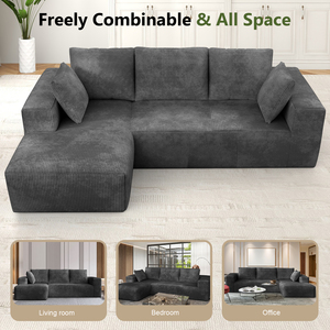 Canapé modulaire en forme de L moderne en velours avec mousse à mémoire de forme, meubles compressés sous vide - Product Image 6