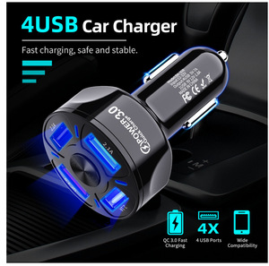 Cargador de teléfono móvil para coche, dispositivo de carga rápida con 4 puertos USB, 3A, QC3.0, <span class=keywords><strong>2022</strong></span> - Product Image 4