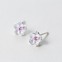 Frische, schlichte Mode S925 Sterling Silber Zirkon Ohrringe Geschenke für Frauen Blumen-Ohrstecker