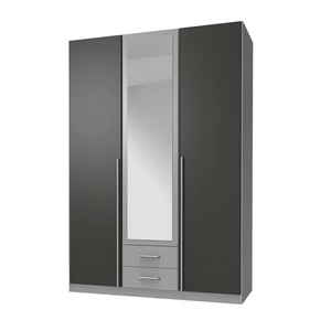 Hot <strong>Sale</strong> One <strong>Mirrored</strong> <strong>Wardrobe</strong> 4 Shelves 2 Drawers Grey Bedroom Home Storage Durable Furniture <strong>Wardrobe</strong> with Mirror - Product Image 2