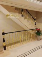 Rampe d'escalier en alliage d'aluminium Copper Mansion Guangdong Foshan, usage intérieur, luxe léger, villa, modèle 888 finement sculpté