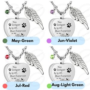 Urne funéraire <span class=keywords><strong>en</strong></span> acier inoxydable pour cendres d'animaux de compagnie avec pendentif <span class=keywords><strong>en</strong></span> forme de cœur et pierres de naissance de 12 couleurs pour cendres de chien ou de chat - Product Image 3