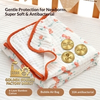 Groothandel 6-laags Musselinen Babydekentje Bamboe Katoen Ademend Bubbelgaas Kinderdekbed Aangepaste Logo Fruitprint Kinderkamer Dekbed