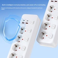 Multiprise standard européenne 13A avec 4 prises CA et interrupteurs indépendants, 2 ports USB-A + 2 ports Type-C, câble de 2 m