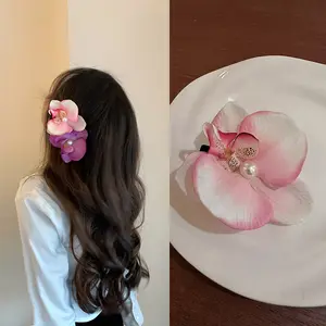 New Fashion Wedding Hair Accessories Bridal Large Flower Hair Shark Clip Elegant Big Oversize Hair Claw Clip