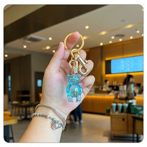 New Cartoon Bear Crystal Keychain High Quality Metal <b>Key</b> <b>Ring</b> with Cute PVC Animal Pendant Creative Bag Charm - Product Image 3